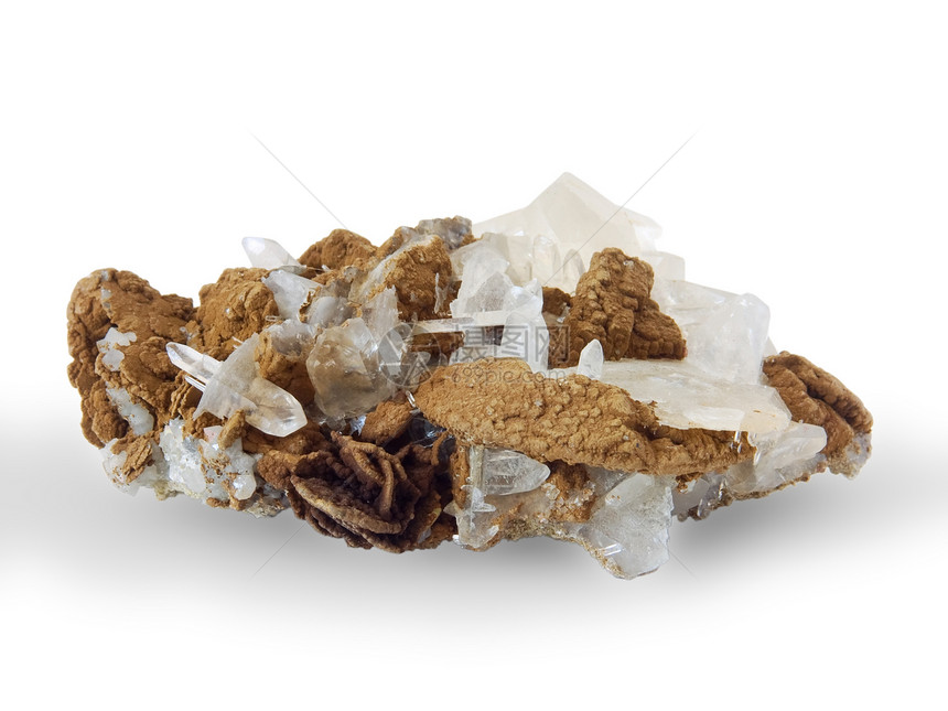 卡尔锡石和石英的晶体沉积水晶山脉石头白色三角治疗宏观液体宝石图片