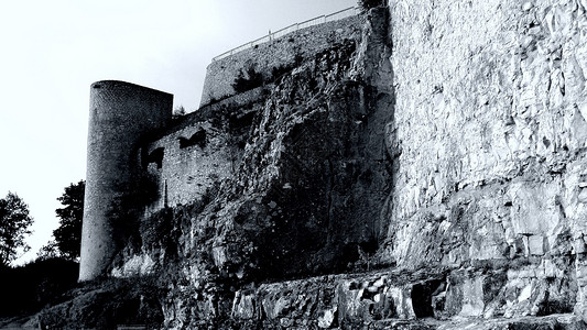胡亨内芬城堡黑暗时代建筑学中年建筑贵族堡垒废墟石头骑士房子背景