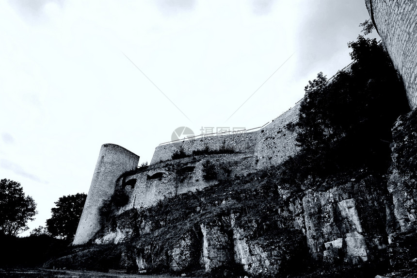 胡亨内芬城堡堡垒房子残骸石头贵族斗争黑暗时代骑士建筑中年图片
