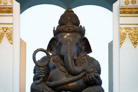 Ganesh 雕像宗教上帝偶像插图象征艺术金子场景崇拜瑜伽背景图片