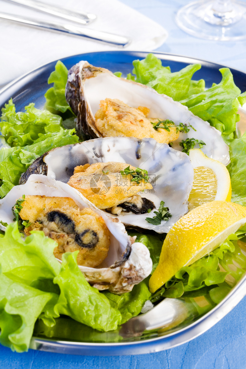 牡蛎蓝色节食海鲜贝类香料小吃饼干美味烹饪美食图片