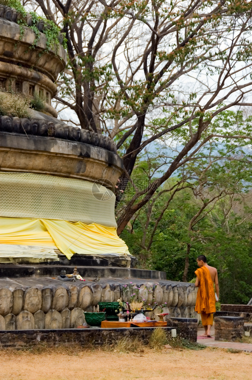 寺庙和尚佛教徒宗教文化橙子雕塑宝塔金子佛塔石头旅游图片