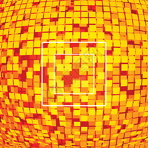 黄色圆形灯红色像素技术背景插画