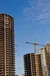 现代城市水泥绞刑架起重机建筑盘子牌匾建造平板背景图片