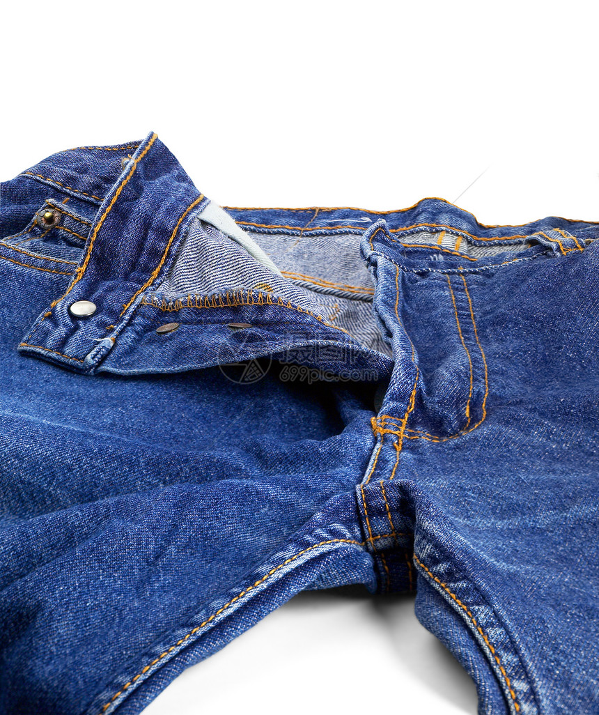 蓝牛仔布衣服材料口袋裤子棉布牛仔裤织物纺织品图片