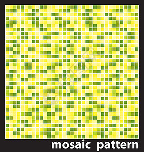 肮脏黄色瓷砖马赛克模式黄色马赛克装饰品插图瓷砖白色墙纸正方形绿色黑色插画