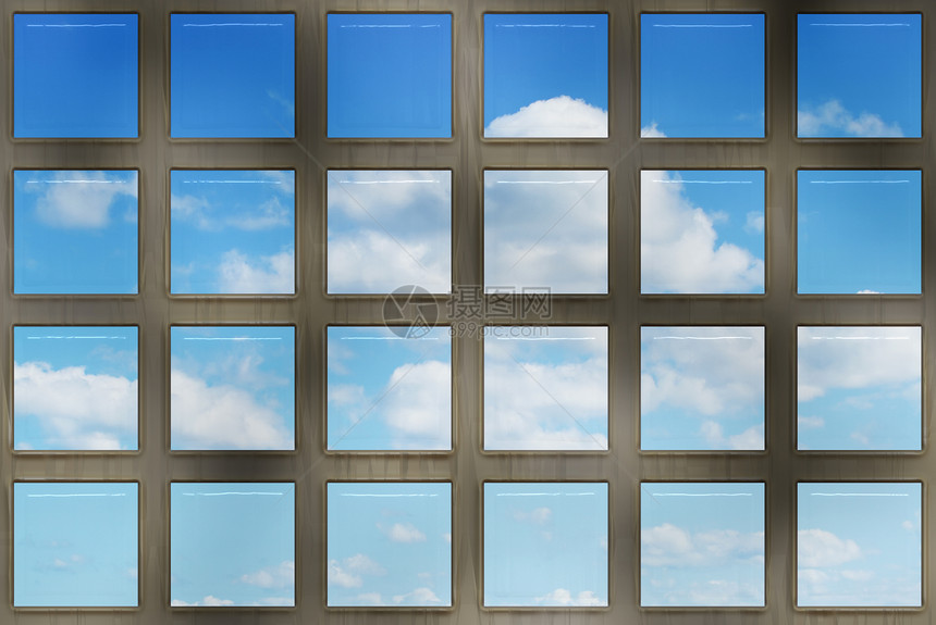 蓝色天空穿过横条自由白色酒吧障碍天气炙烤多云图片
