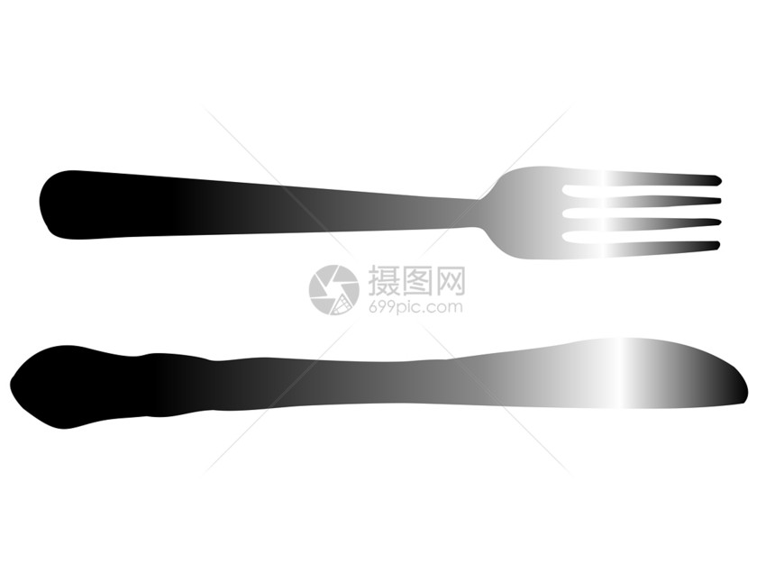 餐具套装标准勺子餐厅白色方法用具插图图片