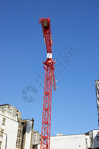 建筑起重车城市天空起重机力量背景图片