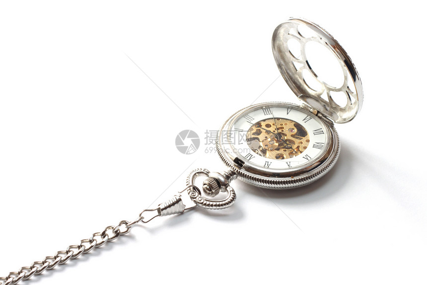 监视观察齿轮时间白色珠宝口袋金属手表图片