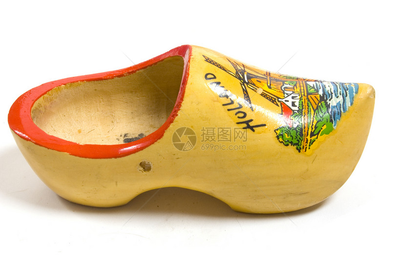 来自内地的黄色木制鞋文化风车历史性假期雕刻鞋类小路剪裁衣服传统图片