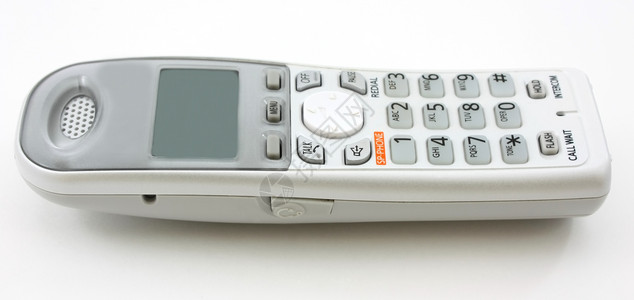 白色手提式家用电话 水平背景图片