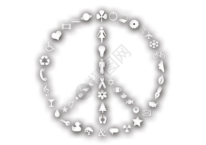 和平标志由圣像制成背景图片