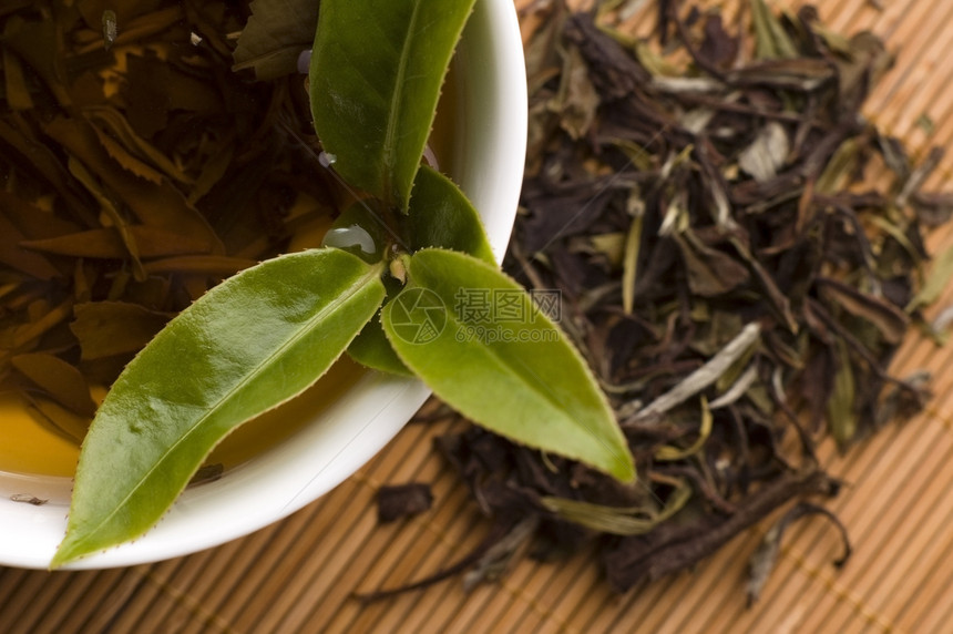 绿茶美食芳香镜头草本植物情调叶子烹饪时间树叶特写图片