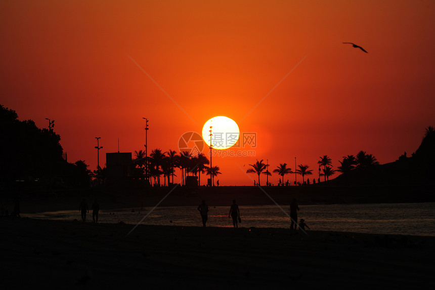 里约热内卢日出 伊帕内马海滩和阿波多橙子日出旅游观光阳光游客太阳明信片风景地标图片