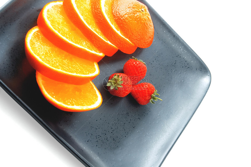 橙色和草莓甜点盘子香蕉保健热带小吃饮食柠檬奇异果餐厅图片