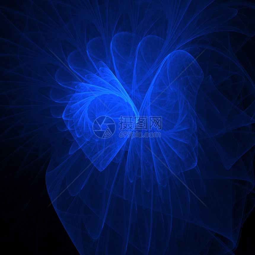 分形黑色未来派曲线活力数字计算机绘图漩涡蓝色波浪图片