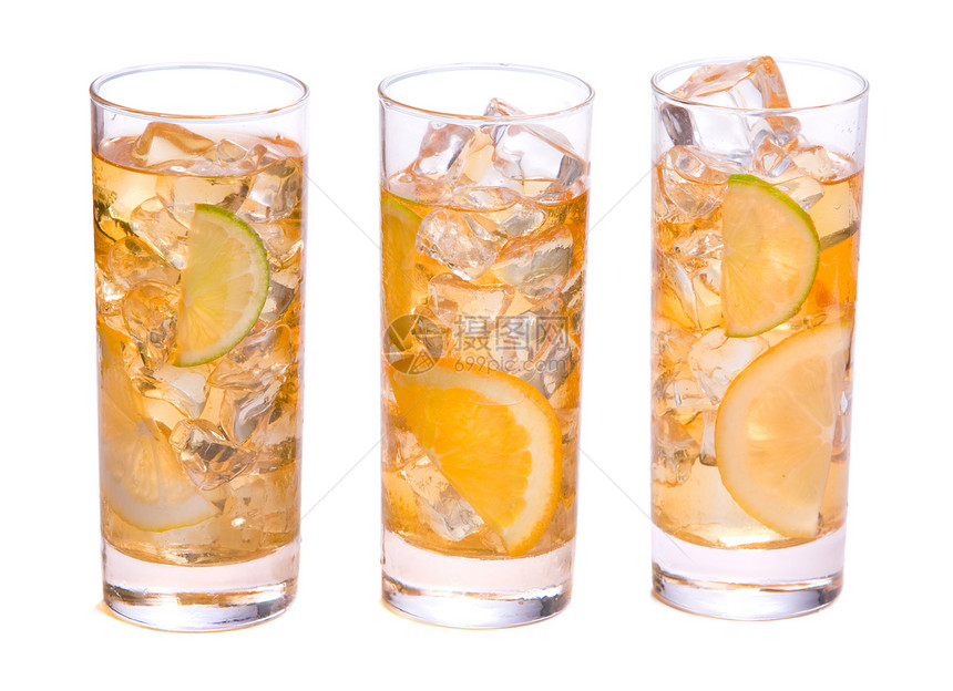 清冰饮料器皿玻璃水果苏打白色液体橙子酒吧球座柠檬图片