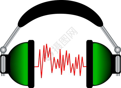 耳听器绿色岩石音乐流行音乐红色耳机立体声手机体积背景图片