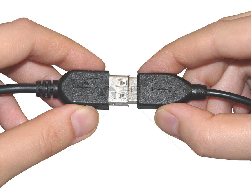 USB连接黑色金属电脑图片