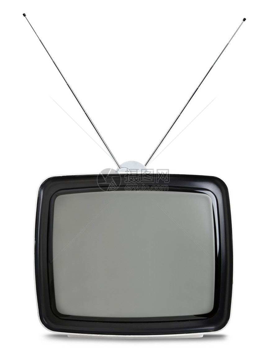 白色隔离的逆向电视管子电子产品播送屏幕娱乐天线图片