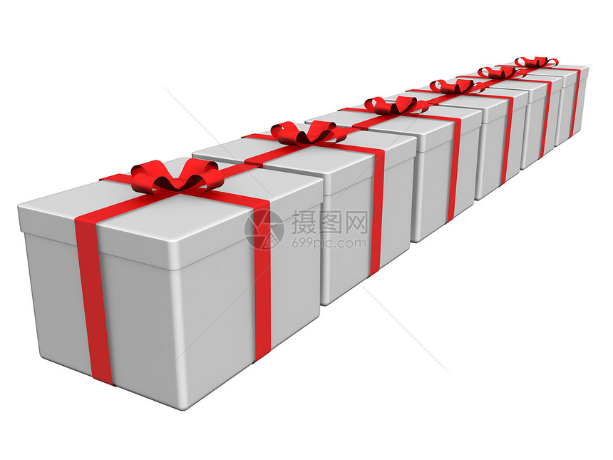 白纸上分开的礼品盒空白红色惊喜礼物盒生日周年白色纪念日路径盒子图片