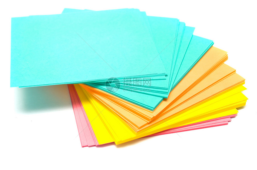 纯纸的皮质办公室正方形黄色绿色写作白色粉色笔记回忆图片