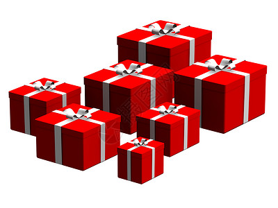 礼品盒周年生日盒子纪念日红色空白惊喜礼物盒白色路径背景图片