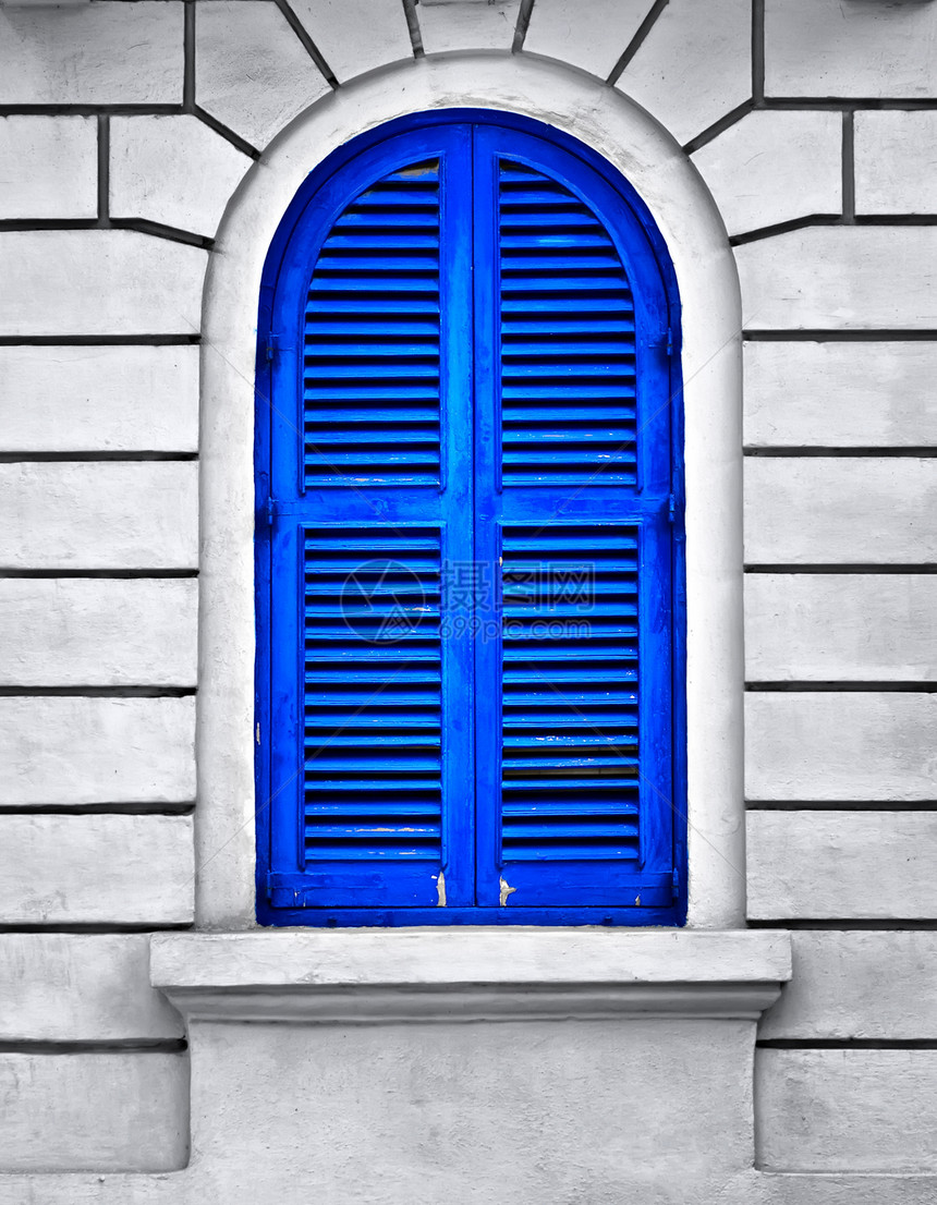 蓝窗口工匠百叶窗阳台房子石灰石精神蓝色建筑学建筑班级图片