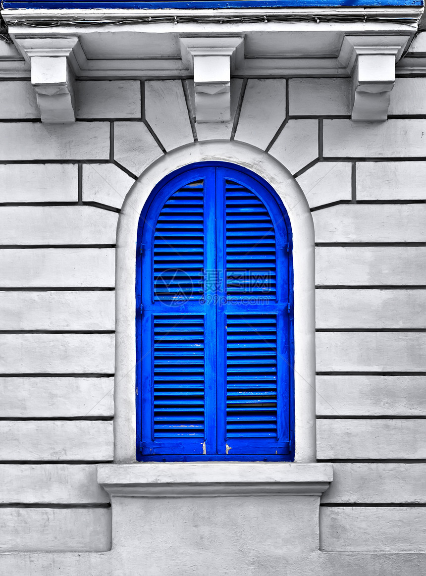 蓝窗口蓝色精神工匠班级历史性街道阳台建筑学石灰石村庄图片