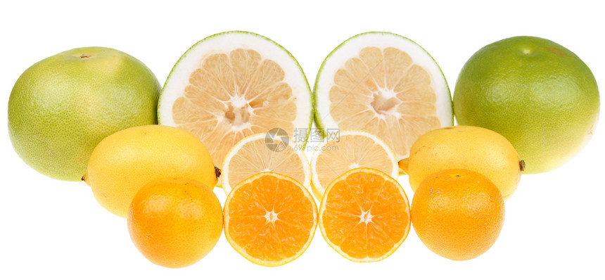 柑橘水果柠檬绿色食物白色图片