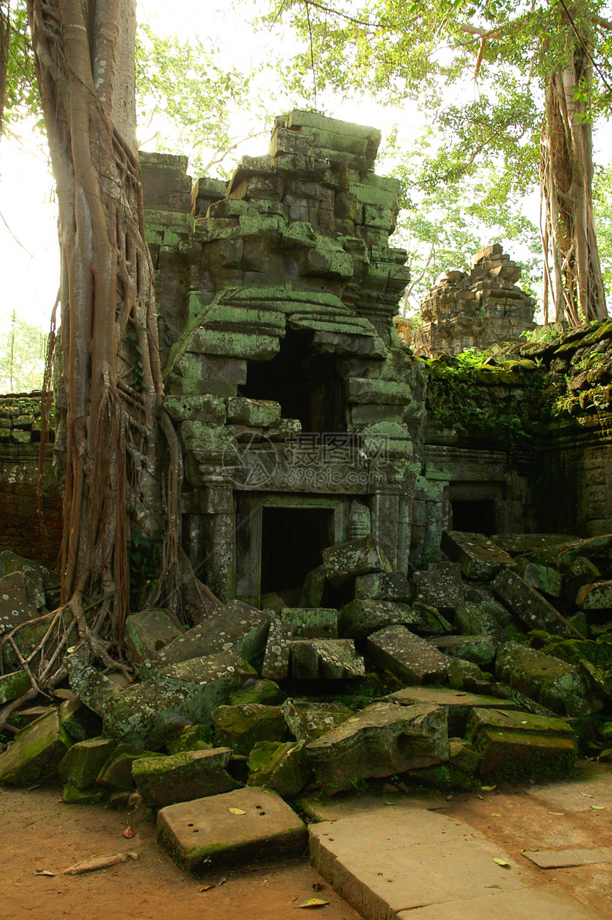 柬埔寨古老寺庙的运行纪念碑建筑学废墟高棉语森林历史考古学热带遗产石头图片