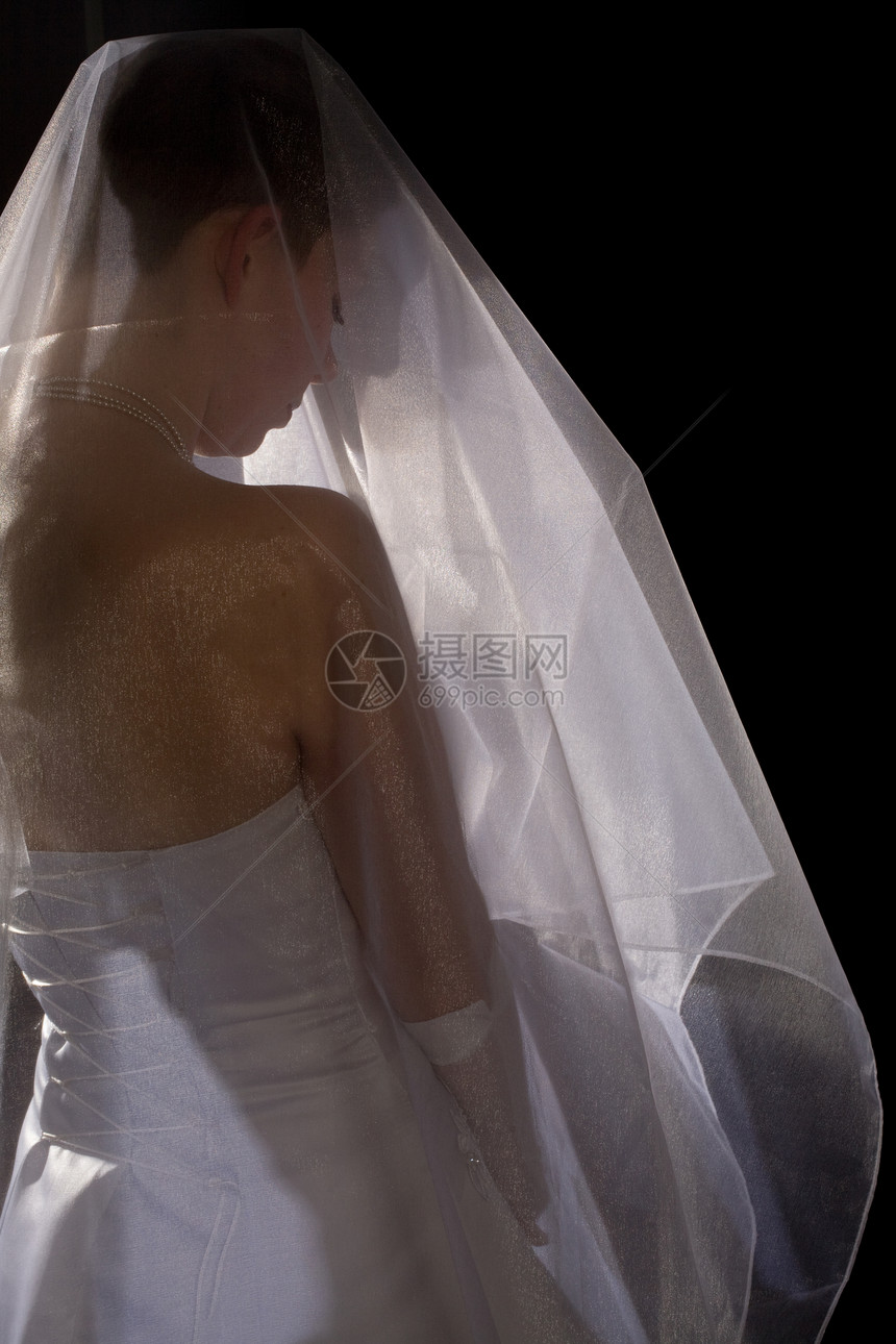 未婚妻女性白色面纱女孩衣服裙子图片