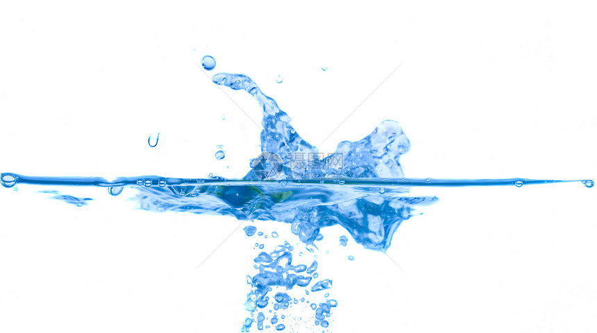 蓝水喷洒海浪波纹蓝色气泡宏观飞溅图片