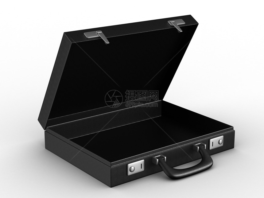 白色背景的个案 孤立的 3D 图像商业配饰插图行李盒子贮存安全金属包装皮革图片