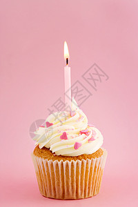 反对粉红色生日蛋糕蛋糕背景小雨饮食对象庆典食物糖霜粉红色蜡烛烘焙背景