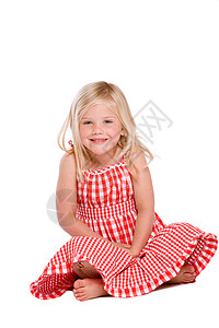 害羞的小女孩幸福服装童年女孩们青年微笑女性孩子裙子金发背景图片