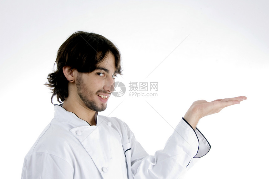 手掌开阔的年轻厨师图片