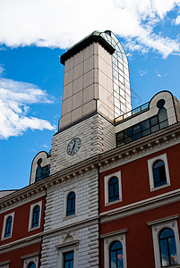 特尔尼市政图书馆天空建筑文化橙子图书大学背景