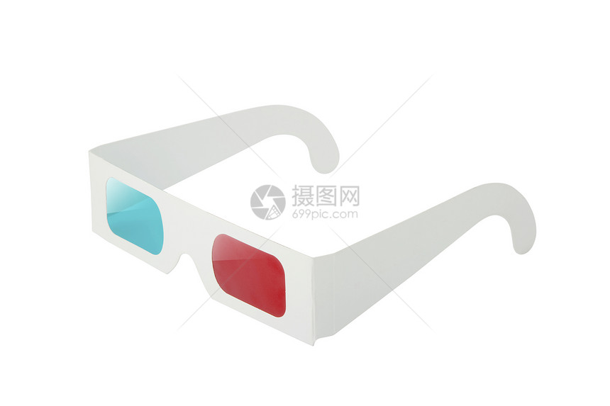 白色上隔离的3D眼镜电影娱乐电影业眼镜图片