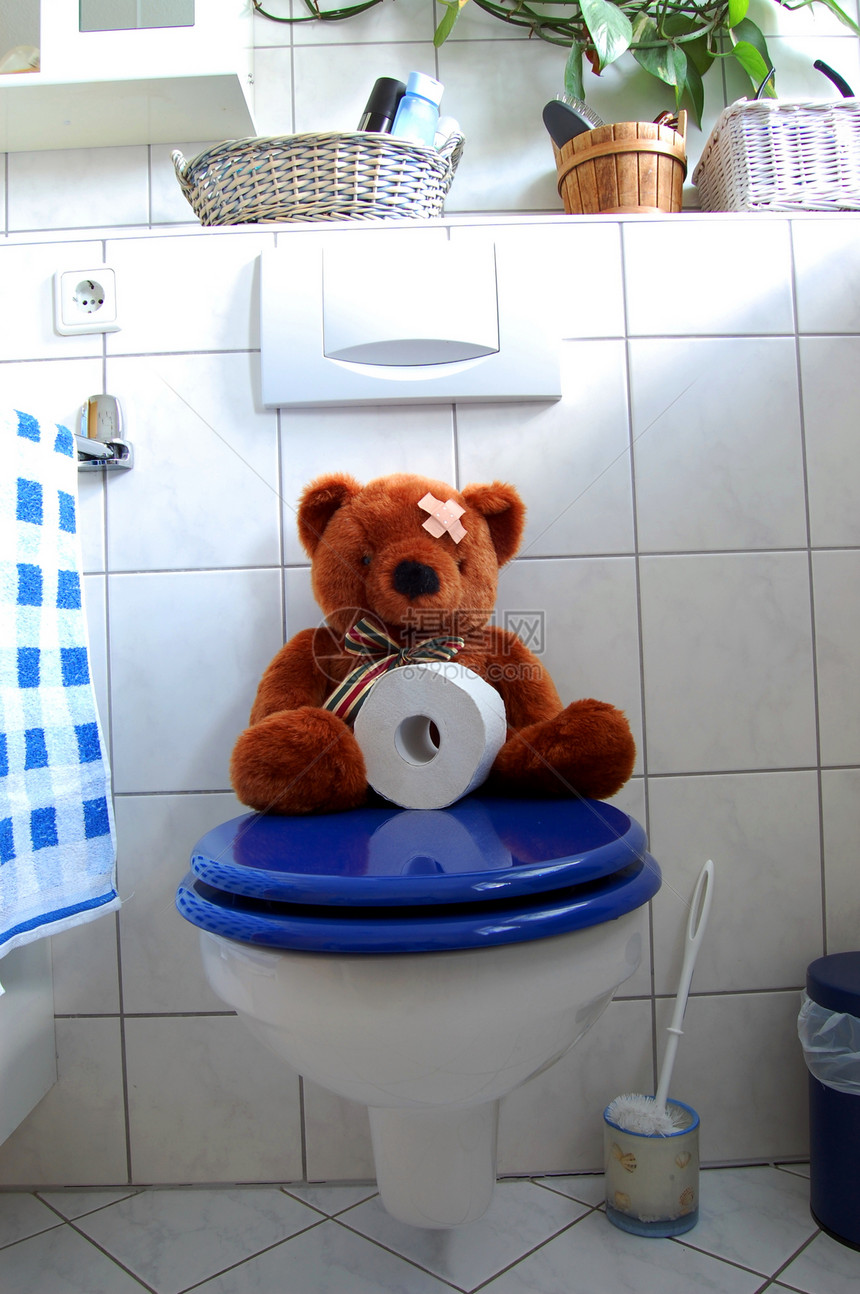 Wc 厕所上的玩具泰迪熊缓冲器孩子凳子便便倾倒船尾沼泽毛皮废话朋友图片