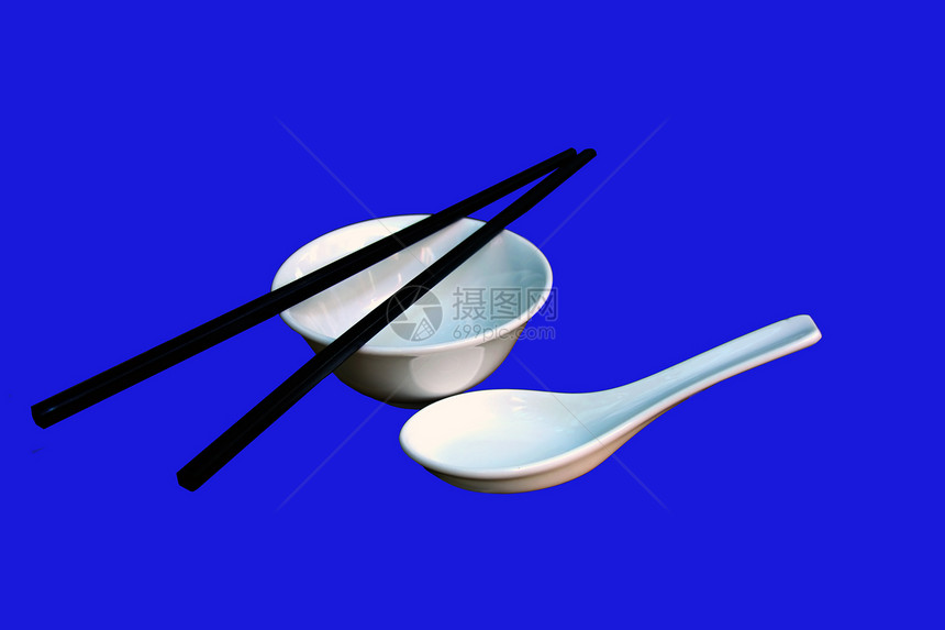 中国汤碗和筷子盘子白色勺子图片