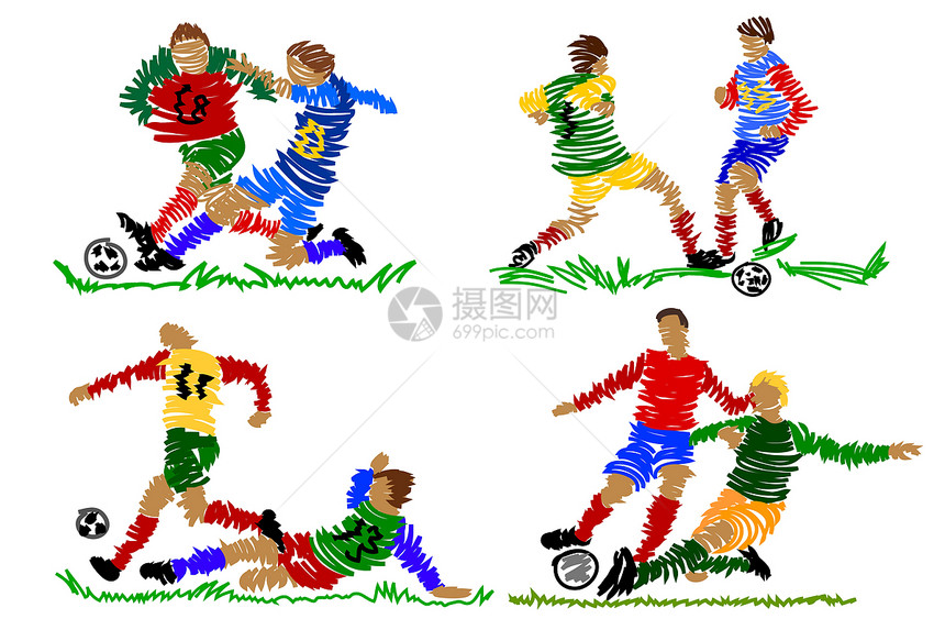 抽象足球运动员游戏斗争插图比赛团队运动优胜者图片
