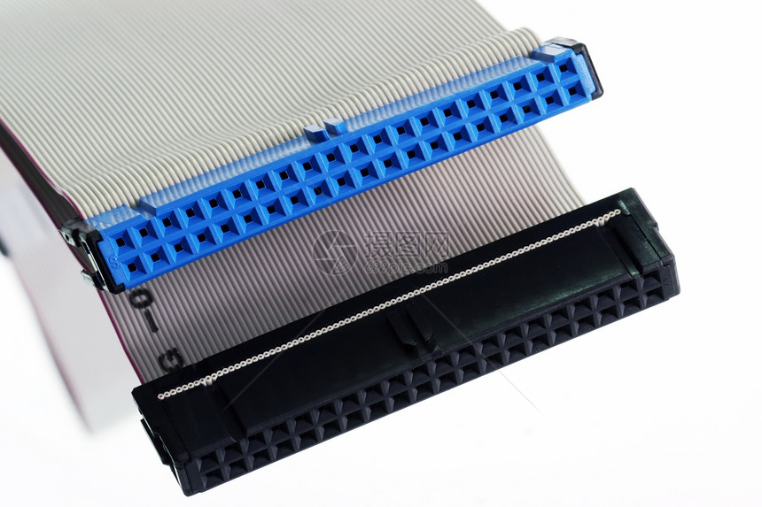 IDE 电缆金属电子产品蓝色领带绝缘电脑数据电气连接器白色图片
