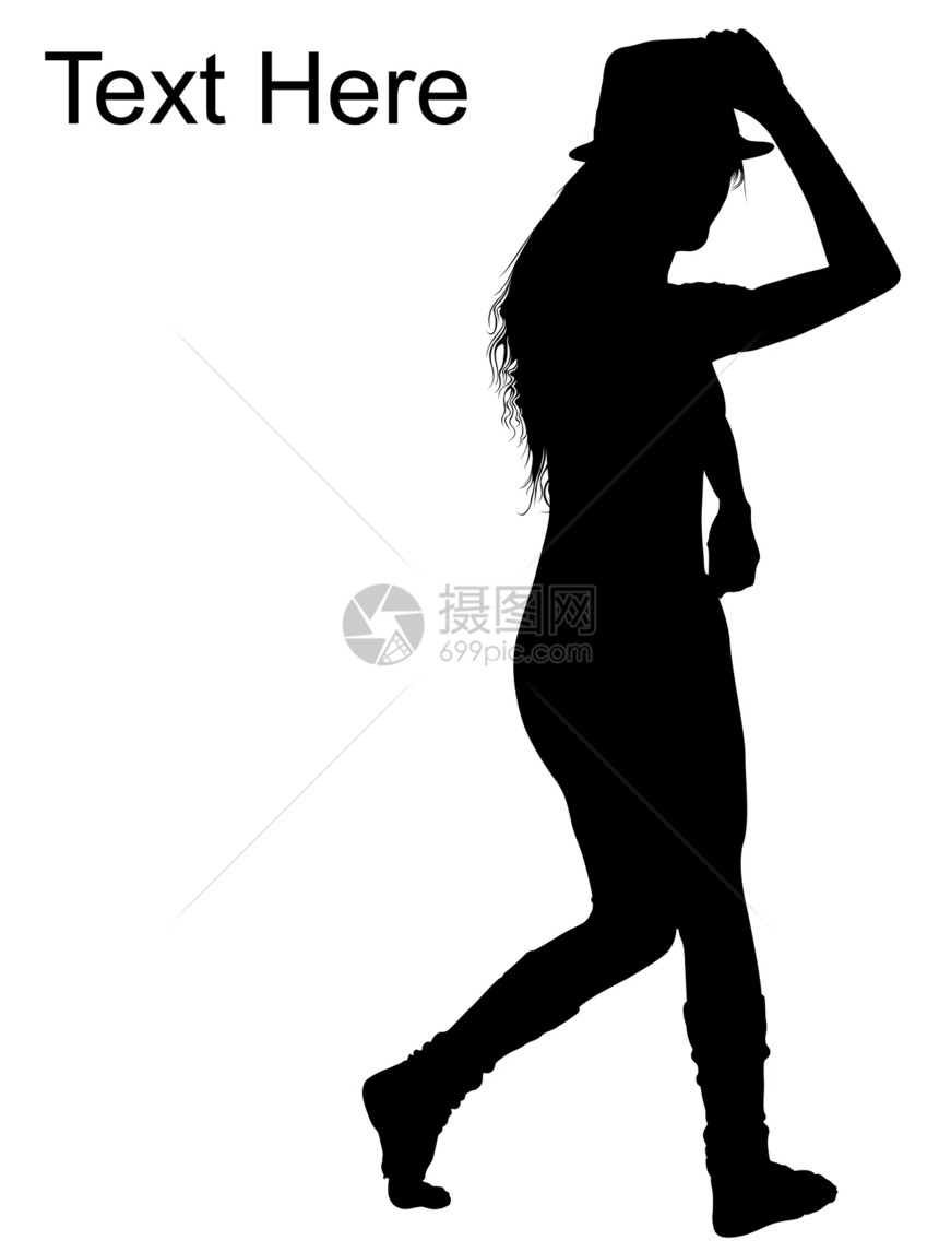 戴帽子的妇女舞蹈空白女士舞蹈家姿势创造力冒充女性插图图片
