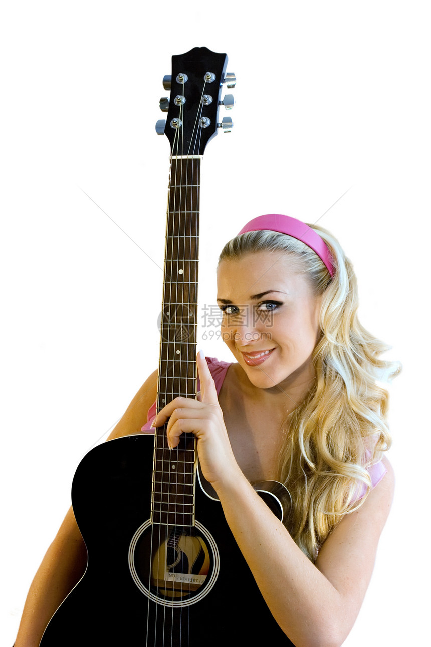 女吉他手乐器细绳音乐家音乐会流行音乐面具吉他娱乐指板剪裁图片