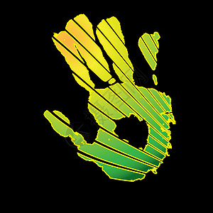 网络手拇指绿色身份黑色插图棕榈黄色手指艺术背景图片