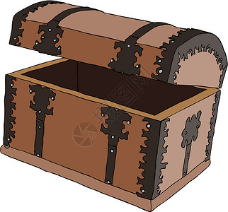 空藏宝箱木头插图海盗金属宝藏绘画艺术品贮存棕色艺术背景图片