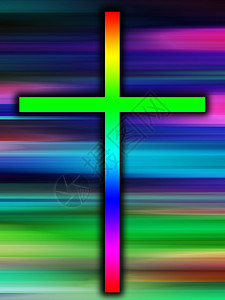 圣十字宗教粉色猎物信仰概念红色绿色上帝精神彩色背景图片