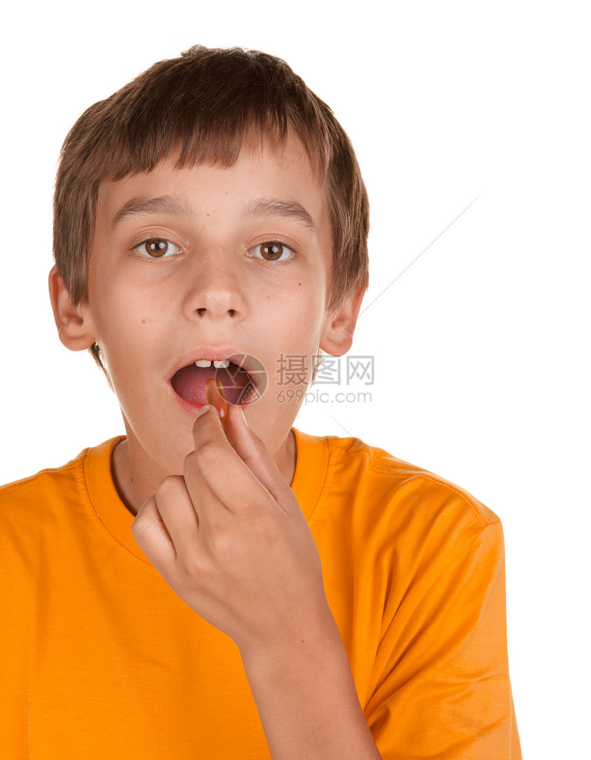 男孩吃避孕药推杆药品胶囊药片孩子疾病病痛男生男性图片